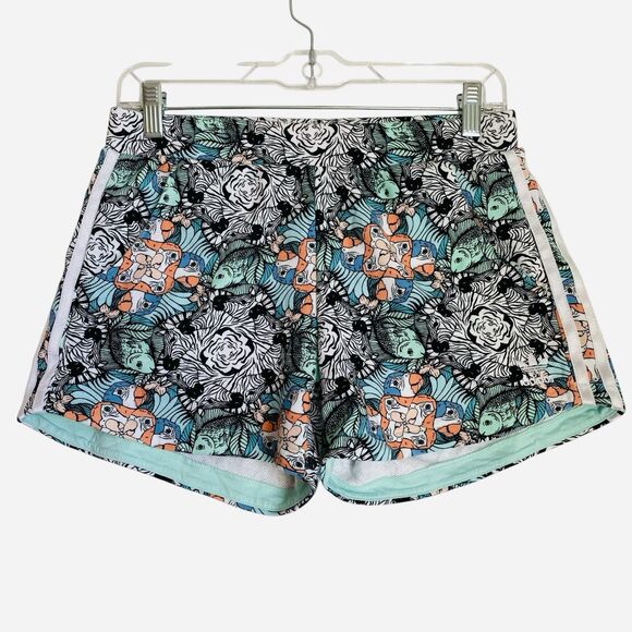 Adidas Sweat Shorts Kids Girls XL/14-15 Multicolor Fishes Running Summery - Picture 1 of 7